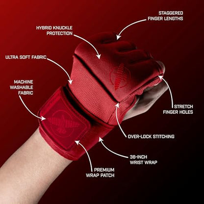 Hayabusa Deluxe Quick Wraps for Men and Women - Boxing & Martial Arts Hand Wraps - color: Red, size: Medium