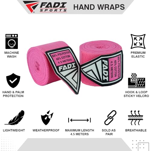180-Inch Boxing Hand Wraps for Men & Women - Elastic Inner Gloves for Boxing, MMA, Kickboxing, Muay Thai - Pair (Green) - color: Pink
