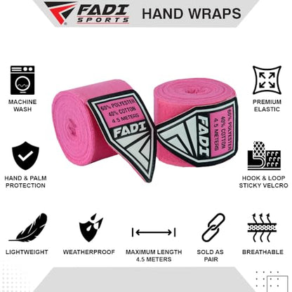 180-Inch Boxing Hand Wraps for Men & Women - Elastic Inner Gloves for Boxing, MMA, Kickboxing, Muay Thai - Pair (Green) - color: Pink