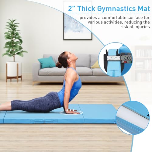 Gymnastics Mat, 3x6FT / 4x8FT 2" Thick Kids' Folding Tumbling Mat - color: 3x6FT-Light Blue