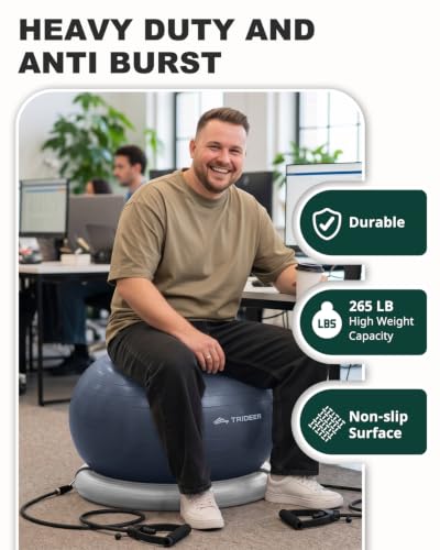 Trideer Exercise Ball Chair – Yoga Ball Chair for Office, Pregnancy & Home - color: Navy Blue, size: L(23-26inches/58-65cm)