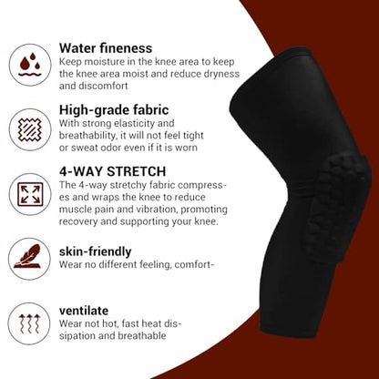 PISIQI Knee Pads Compression Pads Long Leg Sleeve Collision Avoidance Brace - color: Ni Cai Black, size: XX-Large