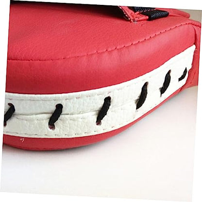 Pair of Curved Thai Pads for Kickboxing Training, PU Leather Red