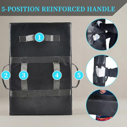 Kick Shield Pad: Muay Thai Punch Kickboxing Heavy Curved Striking Foot Target Training with 5 Padded Handles Martial Arts Karate TKD Taekwondo