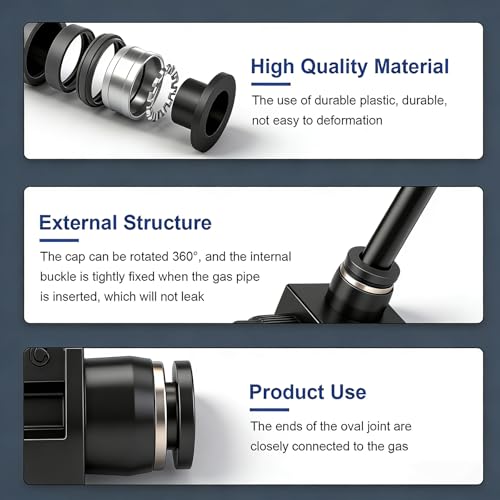 Baomain 8mm Tube OD 4-Way Cross Push to Connect Fittings - Quick Connect Air Line Fittings Connectors for 8mm Outer Diameter Pneumatic Tubing and Air Hose (2-Pack)