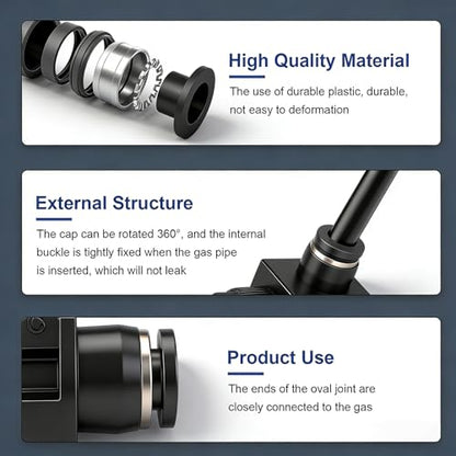 Baomain 8mm Tube OD 4-Way Cross Push to Connect Fittings - Quick Connect Air Line Fittings Connectors for 8mm Outer Diameter Pneumatic Tubing and Air Hose (2-Pack)