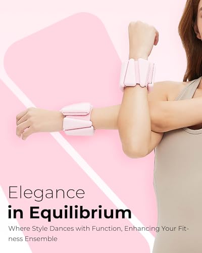 Pilates Wrist & Ankle Weights | Adjustable Weighted Bangles | 1LB/2LB Each - color: Pink, size: 1 LB