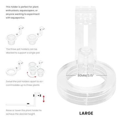Ultum Nature Systems Hydro Pot Holder – Clear Adjustable Acrylic Aquarium Plant Holder - Sturdy Aquarium Planter and Aquatic Plant Pot for Live Plants, Large - size: Large