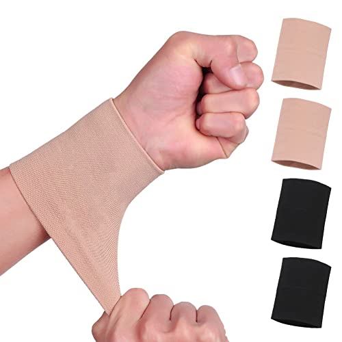 Wrist Compression Sleeve (4PCS), Soft Wrist Support Brace Wrist Bands for Tendonitis, Arthritis, Sprains Pain Relief, Elastic Carpal Tunnel Wraps Protector for Fitness, Sport, Weightlifting, Typing - size: M