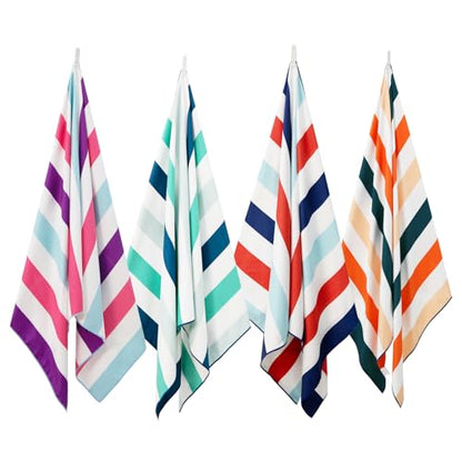 Exclusivo Mezcla 4 Pack Microfiber Quick Dry Large Beach Pool Towels - color: Multi-green/Purple/Navy/Brown, size: 30" x 60"