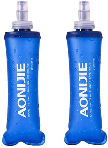 AONIJIE 250ML/350ML/500ML/600ML Portable TPU Soft Water Bottle Folding Soft Flasks For Outdoor Marathon Running Hydration Camping Hiking - color: 250ML-2pcs