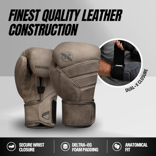 Hayabusa T3 LX Leather Boxing Gloves - color: Brown, size: 14oz