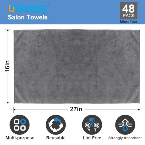 UNIMADE 24 Pack Gym Towels Set - Highly Absorbent Microfiber Salon Towels - color: Grey, size: 24 Pack