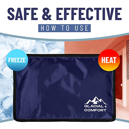 Glacial Comfort Large Gel Ice Pack for Injuries Reusable - (15" x 11") Cold Pads for Back Pain, Hip, Knee, Shoulder, Muscle Strains, Migraine & Postpartum Recovery, Flex Technology - Compression Pad. - size: Large (15" x 11")