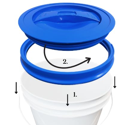 2 Gallon Plastic Food Grade BPA Free Made in USA Buckets with Blue Screw On Lids (Pack of 4)