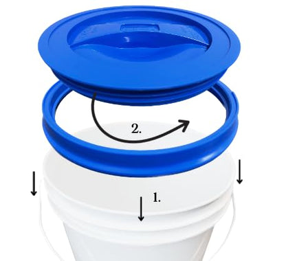 2 Gallon Plastic Food Grade BPA Free Made in USA Buckets with Blue Screw On Lids (Pack of 4)