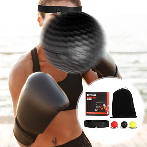 Boxing Reflex Ball, Boxing Ball Headband, Adjustable Head-Mounted Strength Training Boxing Balls Set, Reaction Ball for Adults Kids Gift Courtyard Gym Home Beginners Advancers