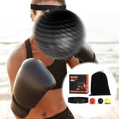 Boxing Reflex Ball, Boxing Ball Headband, Adjustable Head-Mounted Strength Training Boxing Balls Set, Reaction Ball for Adults Kids Gift Courtyard Gym Home Beginners Advancers