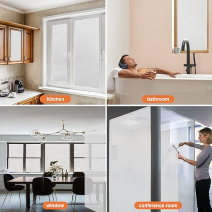 Frosted Window Privacy Film Glass Window Film Sun Blocking, Static Clings Removable Frosting Bathroom Door Window Covering, White,11.8 Inch x 78.7 Inch - color: Frosting White, size: 11.8 Inch x 78.7 Inch