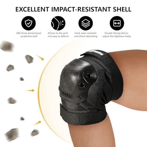 Tanden Skate Protective Gear Adult Knee Pads and Elbow Pads Set Wrist Guard - color: Black, size: Youth (9-15 years)
