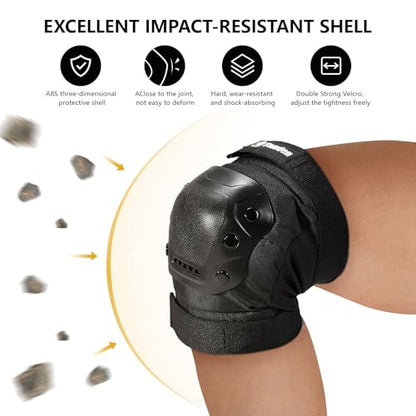 Tanden Skate Protective Gear Adult Knee Pads and Elbow Pads Set Wrist Guard - color: Black, size: Youth (9-15 years)