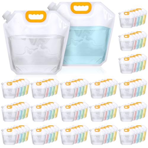 Jingmore 1.3 Gallon Collapsible Water Storage Bag Emergency Jug Container Clear Plastic Water Bladder for Outdoor Sport Camping Hiking No Leak, Freezable, Odorless, Flat Folding
