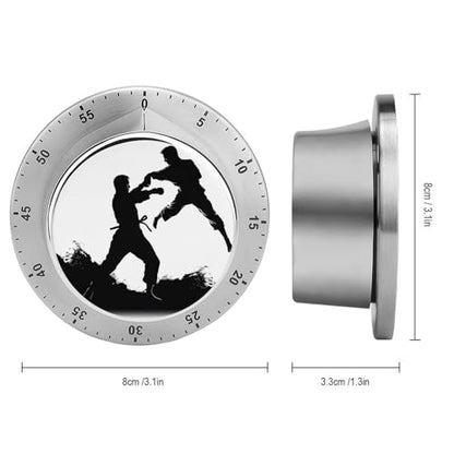 Mechanical Kitchen Timer, Kickboxing Printed Stainless Steel Timer with Magnetic Backing – No Batteries Required, Loud 70dB Alarm, Easy One-Twist Operation, Perfect for Cooking, Baking, Study, And Exe