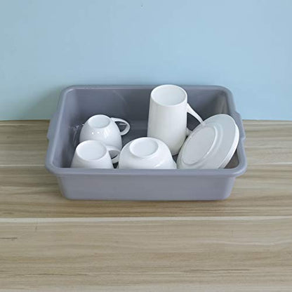 Bringer 4-Pack Gray Commercial Bus Tubs, 8 L Small Plastic Bus Box