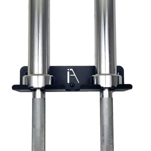 Mini Gym Storage Rack Wall Mount, 4-Hook Barbell and Band Holder, USA Made - style: OMEGA MINI RACK (10 INCH / 4 PRONG)