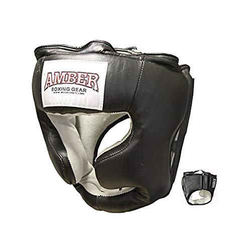 Professional Leather Boxing Headgear for Training, Sparring, Kickboxing, MMA, Muay Thai – Thick Padding with Cheek Protection, Adjustable Fit