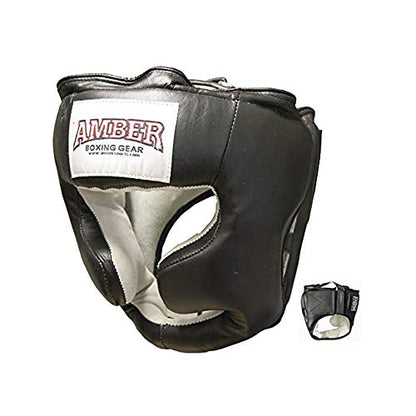 Professional Leather Boxing Headgear for Training, Sparring, Kickboxing, MMA, Muay Thai – Thick Padding with Cheek Protection, Adjustable Fit