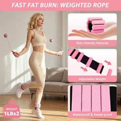Pink 20-Piece Home Pilates Set with Ring, Ball, Rope, Bands,Weights, Slider