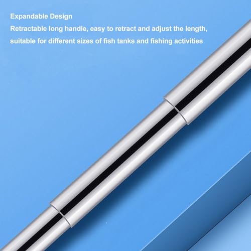 Generic Telescopic Fish Net, Stainless Steel Extendable Handle Small Fishing Net with Fine Mesh, for Aquarium Fish Tank Pond Creek Shrimp Skimming