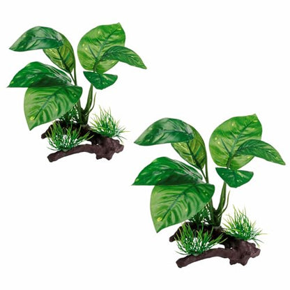 Reptile Artificial Plants, Terrarium Plants Decorations Supplies, Aquarium Fish Tank Plant, Amphibian Habitat Hideout Tank Accessories (M Set-2pcs/F)