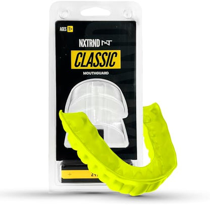 2 Pack Nxtrnd Classic Mouthguard, Custom Fit Sports Mouthpiece for Football, Boxing, MMA, Basketball, Hockey, Lacrosse, Youth & Adult (Neon Yellow) - color: Neon Yellow