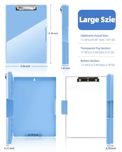 Clipboard with Storage, Nurse Dry Erase Clip Board, 8.5x11, Aqua Blue - color: Aqua Blue