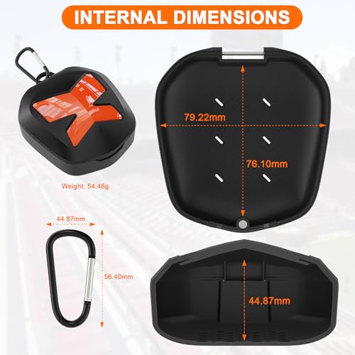 ARGOMAX Mouth Guard Case with Clip, Ventilated Hard Shell - color: Black+orange.