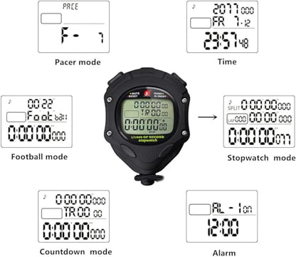 Stopwatch Timer, Digital Stop Watch with 0.01second & 0.001second Timing, Metal 10/100/400 Laps Memory, Rolilink Large dispaly Alarm Clock for Coach Sports Running Marathon - color: 100 Lap-backlight-black