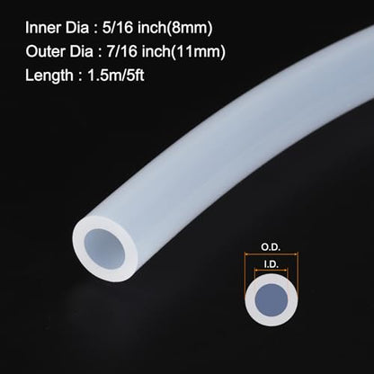 5ft 5/16" ID x 7/16" OD Silicone Tubing Clear 8mm x 11mm Industrial Plastic Tubing Pure Silicone Hoses for Pump Siphoning Draining Irrigation Brewing
