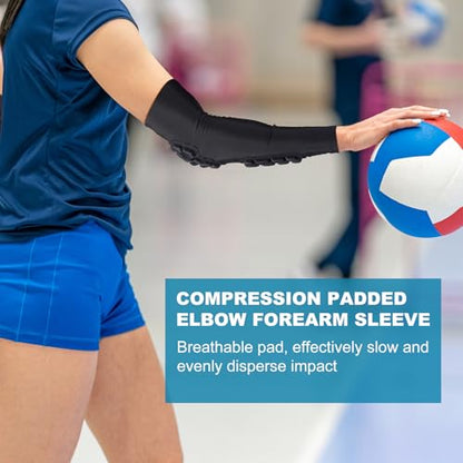 Compression Padded Elbow Sleeve for Sports 2 Pack Arm Forearm Crashproof Protection Anti-collision Pads for Football - size: XX-Large