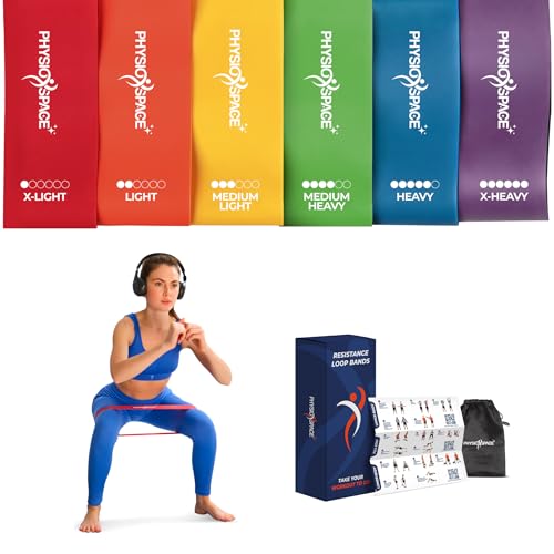 Resistance Bands for Working Out – Set of 6 Loop Exercise Bands for Legs Glutes and Core – Natural Latex Booty Band Designed by a Physical Therapist for Men and Women