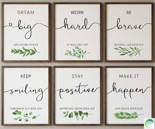 LANCHI95 6 Pcs Inspirational Wall Art Office Decor, Positive Affirmations Wall Art Motivational Prints for Office,Bedroom,Living Room,Classroom 8x10in (Slogan- UNFRAMED) - color: Slogan- UNFRAMED