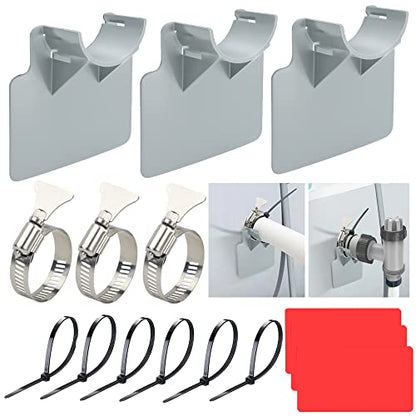 Swimming Pool Pipe Holders 3 PCS, Fits 1.5'(MAX) Above Ground Swimming Pool Hose Support Brackets, Prevent Pipe Sagging, with 3 Tapes, 6 Cable Ties& 3 Stainless Steel Hose Clamps