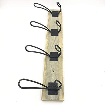 Wall Mounted Coat Rack, Wooden Entryway Vintage Rustic Coat Rack - size: Metal 4-Hook