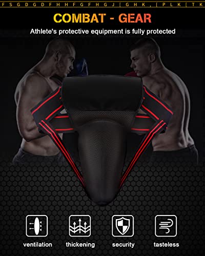 Men's Groin Protector Cup, Boxing MMA Muay Thai Guard, 30-42 in Waist | Protective groin cup for men practicing boxing, MMA, Muay Thai, kickboxing, and other contact sports; fits 30-42 in waists.