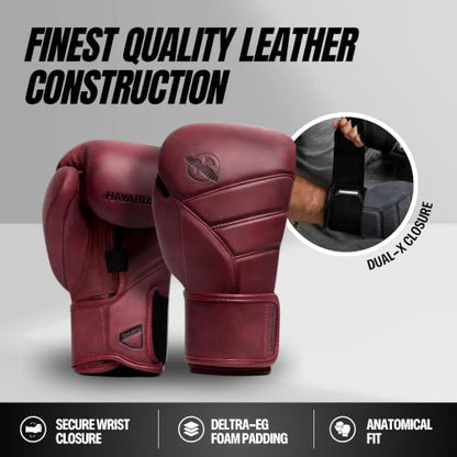 Hayabusa T3 LX Leather Boxing Gloves - color: Crimson, size: 12oz