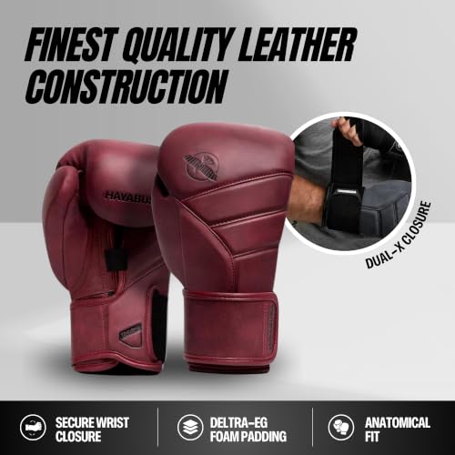 Hayabusa T3 LX Leather Boxing Gloves - color: Crimson, size: 14oz