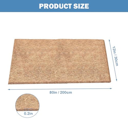 16x80 Inch Natural Coco Liner Roll Coconut Coir Liner for Planters, Coconut Fiber Mat, Flower Basket Garden Decor, No-Slip Ice and Snow Carpet Mats Reptile Animal Pet Pad Liner
