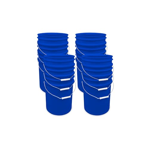 5 Gallon Bucket - Food Grade Bucket, Metal Handle Grip, BPA-Free, Heavy-Duty 90 Mil HDPE Plastic Pail, Stackable Utility Container, Made in USA, Lid Not Included, Blue, 12 Packs - color: Blue, size: 12 Packs