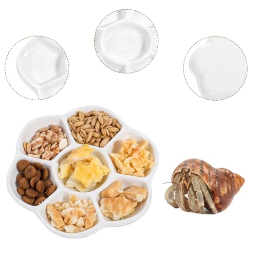 2Pcs Hermit Crab Food Dish, 7 Compartments Anti-Turning Food & Water Bowl, Tiny Reptile Water Bowl for Small Animal Hermit Aquarium Accessory
